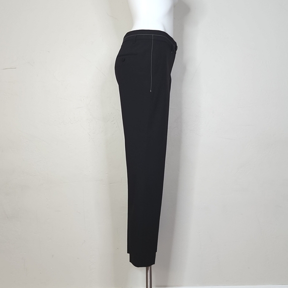 Helmut Lang Black Cropped Tailored Trousers with White Trim Size 6 - Picture 7 of 13
